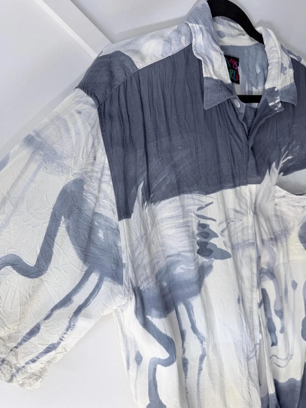 Vintage Jams World Flamingo Print Hawaiian Shirt - L | Rayon Tropical Button-Up - Picture 7 of 15